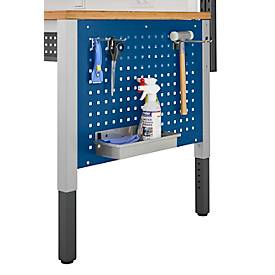 Schäfer Shop Pure Seitenblende für manuell höhenverstellbare Arbeitstische AST31, 38 x 10 mm Lochraster, bis 50 kg, Stahl, enzianblau