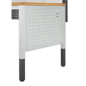 Schäfer Shop Pure Seitenblende für manuell höhenverstellbare Arbeitstische AST31, 38 x 10 mm Lochraster, bis 50 kg, Stahl, lichtgrau