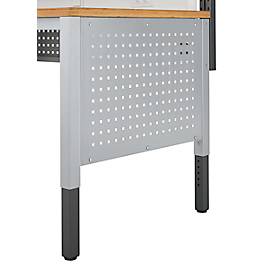 Schäfer Shop Pure Seitenblende für manuell höhenverstellbare Arbeitstische AST31, 38 x 10 mm Lochraster, bis 50 kg, Stahl, weißaluminium