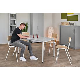 Schäfer Shop Pure Stahlrohrtisch, Rechteck, Quadratrohrfuß, B 1400 x T 700 x H 720 mm, lichtgrau/lichtgrau