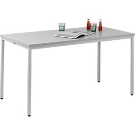 Schäfer Shop Pure Stahlrohrtisch, Rechteck, Quadratrohrfuß, B 1400 x T 700 x H 720 mm, lichtgrau/lichtgrau