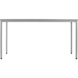 Schäfer Shop Pure Stahlrohrtisch, Rechteck, Quadratrohrfuß, B 1400 x T 700 x H 720 mm, lichtgrau/lichtgrau