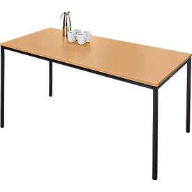 Schäfer Shop Pure Stahlrohrtisch, Rechteck, Quadratrohrfuß, B 1400 x T 800 x H 720 mm, Buche/schwarz