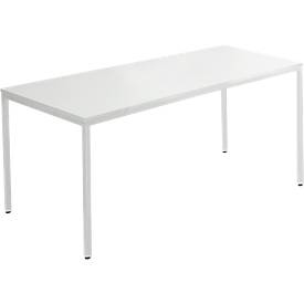 Schäfer Shop Pure Stahlrohrtisch, Rechteck, Quadratrohrfuß, B 1400 x T 800 x H 720 mm, lichtgrau/lichtgrau