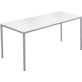 Schäfer Shop Pure Stahlrohrtisch, Rechteck, Quadratrohrfuß, B 1400 x T 800 x H 720 mm, weiß/weißaluminium