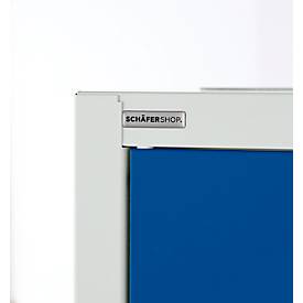 Schäfer Shop Pure Stahlschrank, abschließbar, 4 verzinkte Böden, B 950 x T 400 x H 1935 mm, lichtgrau RAL 7035/enzianblau RAL 5010