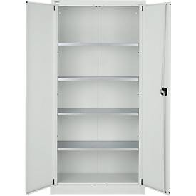 Schäfer Shop Pure Stahlschrank, abschließbar, 4 verzinkte Böden, B 950 x T 400 x H 1935 mm, lichtgrau RAL 7035/lichtgrau RAL 7035