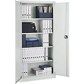 Schäfer Shop Pure Stahlschrank, abschließbar, 4 verzinkte Böden, B 950 x T 400 x H 1935 mm, lichtgrau RAL 7035/lichtgrau RAL 7035