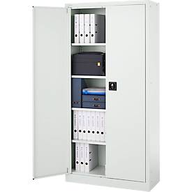 Schäfer Shop Pure Stahlschrank, abschließbar, 4 verzinkte Böden, B 950 x T 400 x H 1935 mm, lichtgrau RAL 7035/lichtgrau RAL 7035