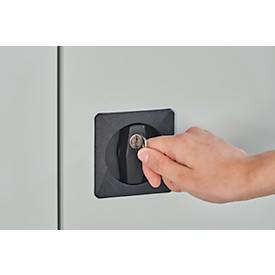 Schäfer Shop Pure Stahlschrank, aus Stahl, 4 Böden, 5 OH, abschließbar, B 800 x T 400 x H 1935 mm, lichtgrau RAL 7035