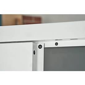 Schäfer Shop Pure Stahlschrank, aus Stahl, 4 Böden, 5 OH, abschließbar, B 950 x T 400 x H 1935 mm, Lichtgrau RAL 7035