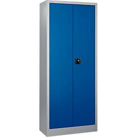 Schäfer Shop Pure Stahlschrank, Stahl, abschließbar, T 400 x H 1935 x B 800 mm, 5 OH, lichtgrau/enzianblau