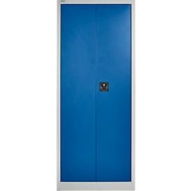 Schäfer Shop Pure Stahlschrank, Stahl, abschließbar, T 400 x H 1935 x B 800 mm, 5 OH, lichtgrau/enzianblau