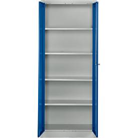 Schäfer Shop Pure Stahlschrank, Stahl, abschließbar, T 400 x H 1935 x B 800 mm, 5 OH, lichtgrau/enzianblau