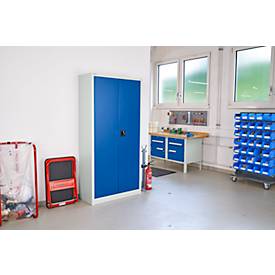 Schäfer Shop Pure Stahlschrank, Stahl, abschließbar, T 400 x H 1935 x B 950 mm, 5 OH, lichtgrau/enzianblau