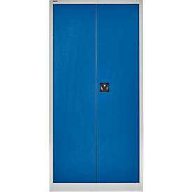 Schäfer Shop Pure Stahlschrank, Stahl, abschließbar, T 400 x H 1935 x B 950 mm, 5 OH, lichtgrau/enzianblau