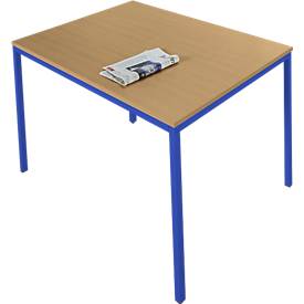 Schäfer Shop Pure Tafel van stalen buis, rechthoekig, voet van vierkante buis, B 1200 x D 700 x H 720 mm, beuken/gentiaanblauw