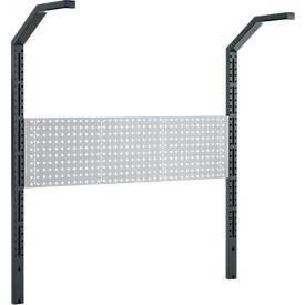 Schäfer Shop Pure tafelverbreding voor werktafels AST31, 2 x verlengzuilen, 1 x geperforeerde wand, B 1500 x H 1615 mm, staal, antracietgrijs/blank aluminium