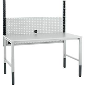 Schäfer Shop Pure Tischaufbau für Arbeitstische AST31, 2 x Aufbausäulen, 1 x Lochwand, B 1500 x H 1035 mm, Stahl, anthrazitgrau/lichtgrau
