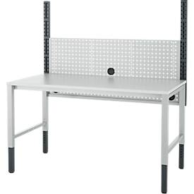 Schäfer Shop Pure Tischaufbau für Arbeitstische AST31, 2 x Aufbausäulen, 1 x Lochwand, B 1500 x H 1035 mm, Stahl, anthrazitgrau/lichtgrau