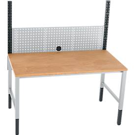 Schäfer Shop Pure Tischaufbau für Arbeitstische AST31, 2 x Aufbausäulen, 1 x Lochwand, B 1500 x H 1035 mm, Stahl, anthrazitgrau/weißaluminium