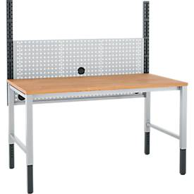 Schäfer Shop Pure Tischaufbau für Arbeitstische AST31, 2 x Aufbausäulen, 1 x Lochwand, B 1500 x H 1035 mm, Stahl, anthrazitgrau/weißaluminium