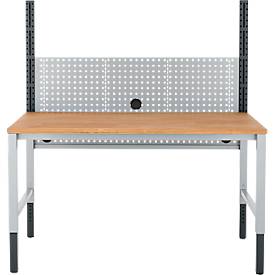 Schäfer Shop Pure Tischaufbau für Arbeitstische AST31, 2 x Aufbausäulen, 1 x Lochwand, B 1500 x H 1035 mm, Stahl, anthrazitgrau/weißaluminium