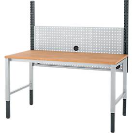 Schäfer Shop Pure Tischaufbau für Arbeitstische AST31, 2 x Aufbausäulen, 1 x Lochwand, B 1500 x H 1035 mm, Stahl, anthrazitgrau/weißaluminium