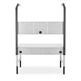 Schäfer Shop Pure Tischaufbau für Arbeitstische AST31, 2 x Aufbausäulen, 1 x Lochwand, B 1500 x H 1615 mm, Stahl, anthrazitgrau/lichtgrau