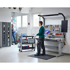 Schäfer Shop Pure Tischaufbau für Arbeitstische AST31, 2 x Aufbausäulen, 1 x Lochwand, B 1500 x H 1615 mm, Stahl, anthrazitgrau/lichtgrau