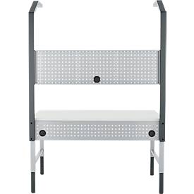 Schäfer Shop Pure Tischaufbau für Arbeitstische AST31, 2 x Aufbausäulen, 1 x Lochwand, B 1500 x H 1615 mm, Stahl, anthrazitgrau/weißaluminium