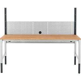 Schäfer Shop Pure Tischaufbau für Arbeitstische AST31, 2 x Aufbausäulen, 1 x Lochwand, B 2000 x H 1035 mm, Stahl, anthrazitgrau/lichtgrau