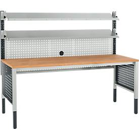 Schäfer Shop Pure Tischaufbau für Arbeitstische AST31, 2 x Aufbausäulen, 1 x Lochwand, B 2000 x H 1035 mm, Stahl, anthrazitgrau/lichtgrau