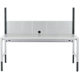 Schäfer Shop Pure Tischaufbau für Arbeitstische AST31, 2 x Aufbausäulen, 1 x Lochwand, B 2000 x H 1035 mm, Stahl, anthrazitgrau/weißaluminium