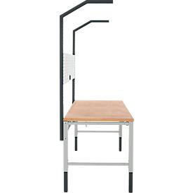Schäfer Shop Pure Tischaufbau für Arbeitstische AST31, 2 x Aufbausäulen, 1 x Lochwand, B 2000 x H 1615 mm, Stahl, anthrazitgrau/lichtgrau