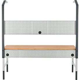 Schäfer Shop Pure Tischaufbau für Arbeitstische AST31, 2 x Aufbausäulen, 1 x Lochwand, B 2000 x H 1615 mm, Stahl, anthrazitgrau/lichtgrau