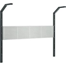 Schäfer Shop Pure Tischaufbau für Arbeitstische AST31, 2 x Aufbausäulen, 1 x Lochwand, B 2000 x H 1615 mm, Stahl, anthrazitgrau/lichtgrau