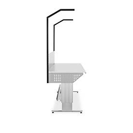 Schäfer Shop Pure Tischaufbau für Arbeitstische AST31, 2 x Aufbausäulen, 1 x Lochwand, B 2000 x H 1615 mm, Stahl, anthrazitgrau/weißaluminium