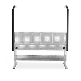 Schäfer Shop Pure Tischaufbau für Arbeitstische AST31, 2 x Aufbausäulen, 1 x Lochwand, B 2000 x H 1615 mm, Stahl, anthrazitgrau/weißaluminium