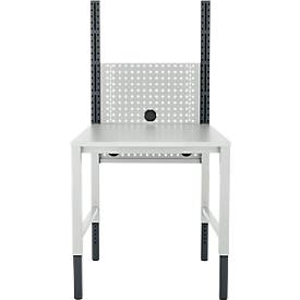 Schäfer Shop Pure Tischaufbau für Arbeitstische AST31, 2 x Aufbausäulen, 1 x Lochwand, B 750 x H 1035 mm, Stahl, anthrazitgrau/lichtgrau