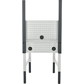 Schäfer Shop Pure Tischaufbau für Arbeitstische AST31, 2 x Aufbausäulen, 1 x Lochwand, B 750 x H 1035 mm, Stahl, anthrazitgrau/lichtgrau