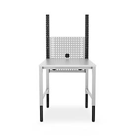 Schäfer Shop Pure Tischaufbau für Arbeitstische AST31, 2 x Aufbausäulen, 1 x Lochwand, B 750 x H 1035 mm, Stahl, anthrazitgrau/weißaluminium