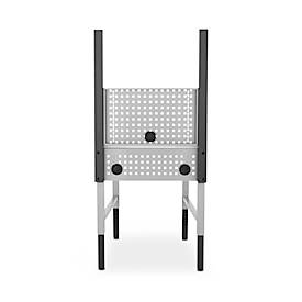 Schäfer Shop Pure Tischaufbau für Arbeitstische AST31, 2 x Aufbausäulen, 1 x Lochwand, B 750 x H 1035 mm, Stahl, anthrazitgrau/weißaluminium