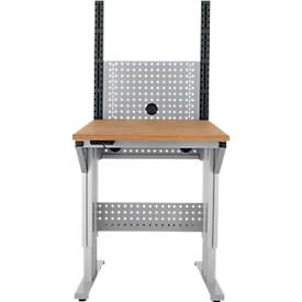 Schäfer Shop Pure Tischaufbau für Arbeitstische AST31, 2 x Aufbausäulen, 1 x Lochwand, B 750 x H 1035 mm, Stahl, anthrazitgrau/weißaluminium