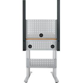 Schäfer Shop Pure Tischaufbau für Arbeitstische AST31, 2 x Aufbausäulen, 1 x Lochwand, B 750 x H 1035 mm, Stahl, anthrazitgrau/weißaluminium