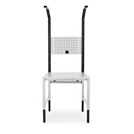 Schäfer Shop Pure Tischaufbau für Arbeitstische AST31, 2 x Aufbausäulen, 1 x Lochwand, B 750 x H 1615 mm, Stahl, anthrazitgrau/lichtgrau