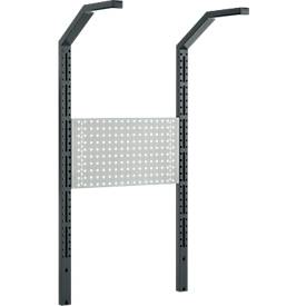 Schäfer Shop Pure Tischaufbau für Arbeitstische AST31, 2 x Aufbausäulen, 1 x Lochwand, B 750 x H 1615 mm, Stahl, anthrazitgrau/lichtgrau