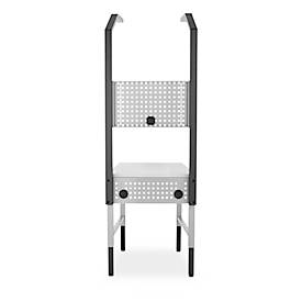 Schäfer Shop Pure Tischaufbau für Arbeitstische AST31, 2 x Aufbausäulen, 1 x Lochwand, B 750 x H 1615 mm, Stahl, anthrazitgrau/weißaluminium