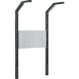 Schäfer Shop Pure Tischaufbau für Arbeitstische AST31, 2 x Aufbausäulen, 1 x Lochwand, B 750 x H 1615 mm, Stahl, anthrazitgrau/weißaluminium