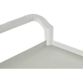Schäfer Shop Pure Tischwagen, 2 Etagen, bis 200 kg, 2 Schiebebügel, Lenkrollen, Aluminium & Kunststoff, L 850 x B 480 x H 950 mm, Etagen lichtgrau